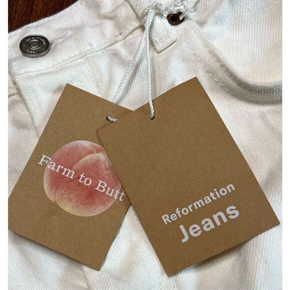 Reformation White Raw Hem Button Fly 100% Cotton Short NWT Size 29 - Picture 7 of 8